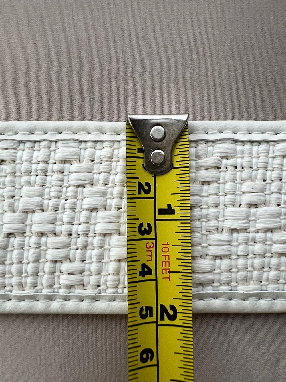 Vintages Ann Taylor Leather Cream Woven Square-Buckle Belt - Picture 4 of 6